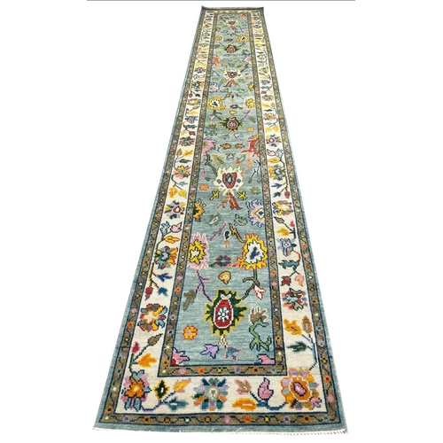 134 - CONTEMPORARY OUSHAK LONG RUNNER, 484cm x 80cm.