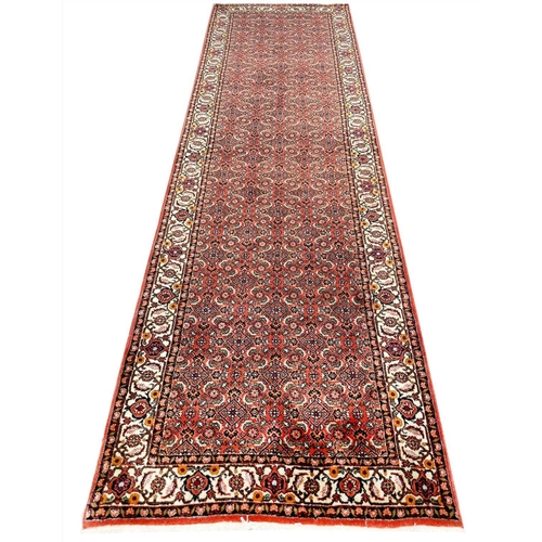 138 - FINE PERSIAN BIJAR RUNNER, 291cm x 87cm.