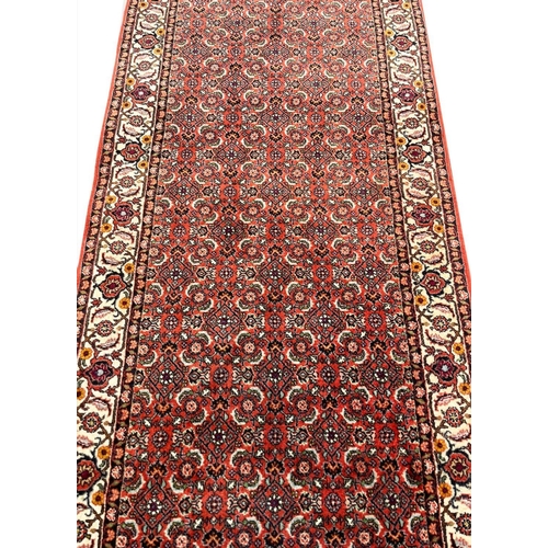 138 - FINE PERSIAN BIJAR RUNNER, 291cm x 87cm.