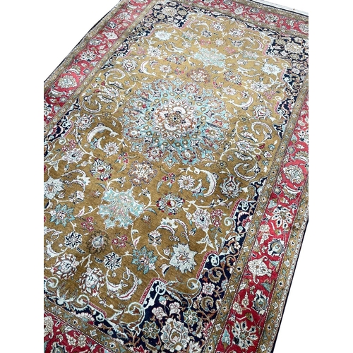 141 - FINE PURE SILK QUM RUG, 225cm x 140cm.