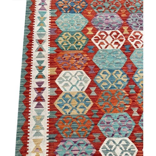 143 - CONTEMPORARY QASHQAI DESIGN KILIM, 243cm x 171cm.