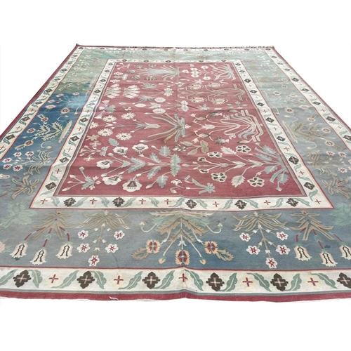 144 - INDIAN DHURRIE, 425cm x 330cm, 17th Century Mughal design.