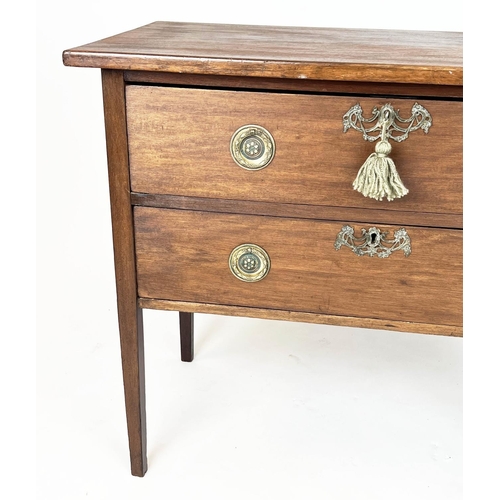 156 - COMMODE, 19th century Italian mahogany with two long drawers, 79cm H x 91cm W x 48cm D.