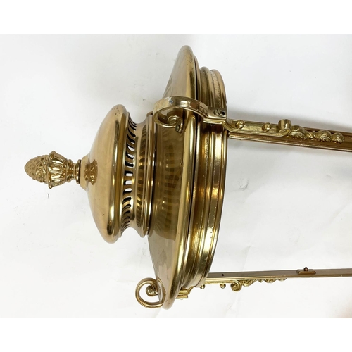 16 - MANOR HOUSE LANTERN, Victorian style brass on ornate foliate branch, 130cm H x 86cm W.