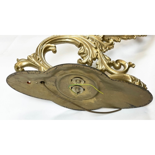 16 - MANOR HOUSE LANTERN, Victorian style brass on ornate foliate branch, 130cm H x 86cm W.