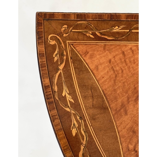 168 - CARD TABLE, Edwardian Sheraton Revival satinwood and marquetry inlaid, demi lune foldover, baize lin... 