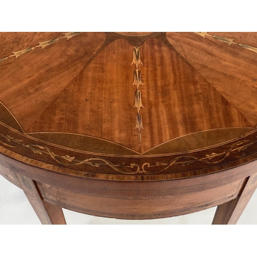 168 - CARD TABLE, Edwardian Sheraton Revival satinwood and marquetry inlaid, demi lune foldover, baize lin... 