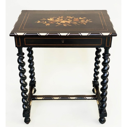 172 - DUTCH SIDE TABLE, 19th century with satinwood and bone marquetry inlay with frieze drawer and barley... 