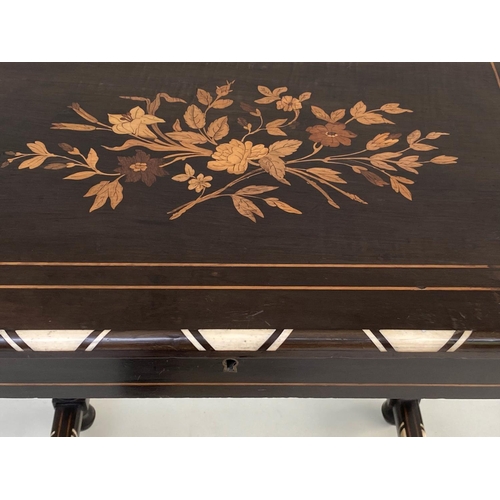 172 - DUTCH SIDE TABLE, 19th century with satinwood and bone marquetry inlay with frieze drawer and barley... 