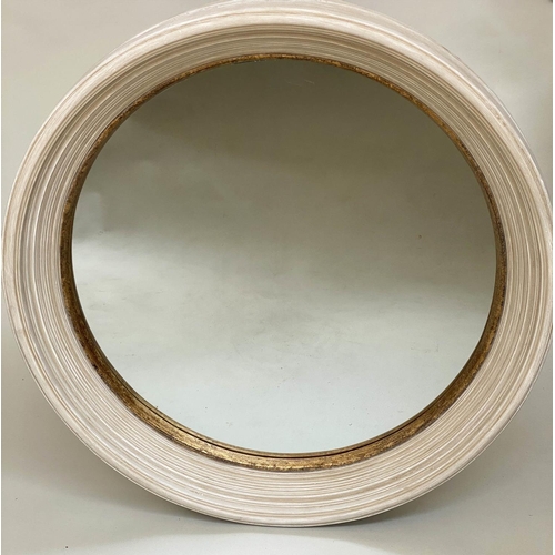 186 - WALL MIRROR, Regency style circular with reeded frame and gilt slip, 80cm W.