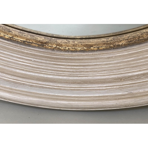 186 - WALL MIRROR, Regency style circular with reeded frame and gilt slip, 80cm W.