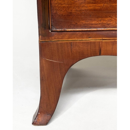 187 - HALL CHEST, Regency figured mahogany of adapted shallow proportions with two short and three long dr... 