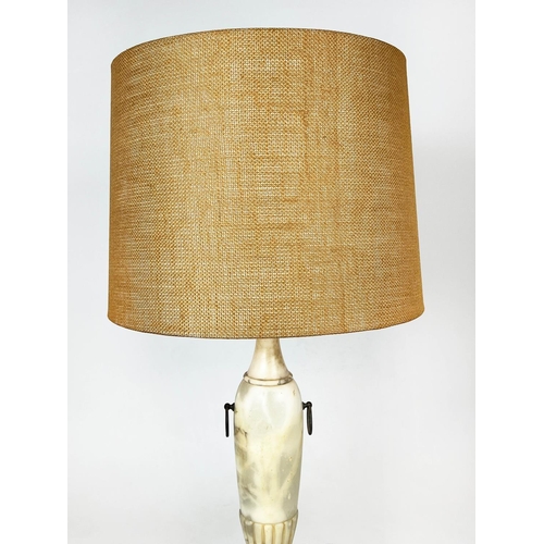 20 - TABLE LAMP, Italian Grand Tour style, hand carved Alabaster, early/mid 20th century, with shade, 106... 
