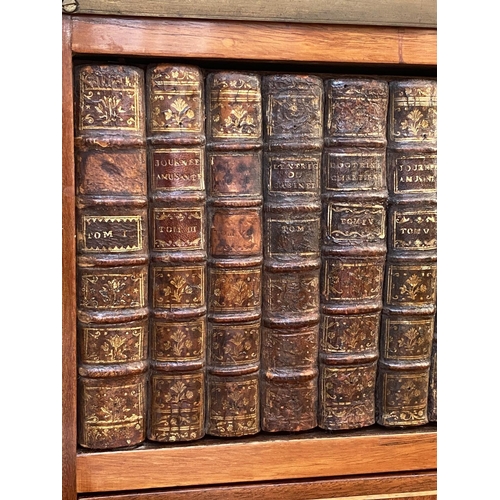 207 - BONHOUR DE JOUR, early 20th century French kingwood and marquetry with faux book cupboards fold out ... 