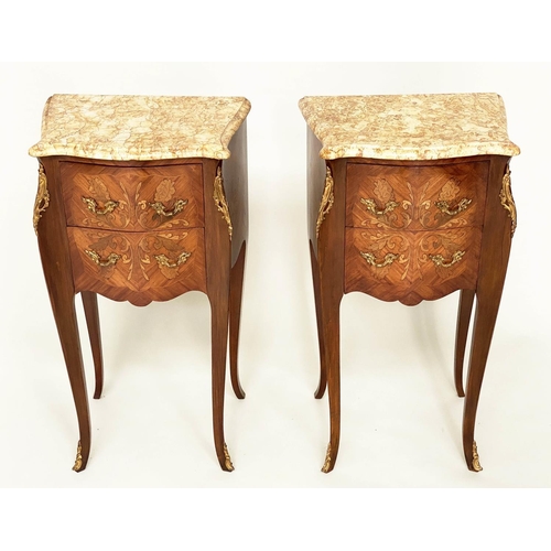 210 - TABLES DE NUIT, a pair, French Louis XV style kingwood, marquetry and gilt metal mounted, each with ... 