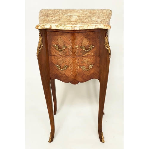 210 - TABLES DE NUIT, a pair, French Louis XV style kingwood, marquetry and gilt metal mounted, each with ... 