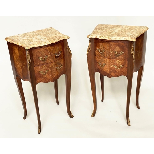 210 - TABLES DE NUIT, a pair, French Louis XV style kingwood, marquetry and gilt metal mounted, each with ... 