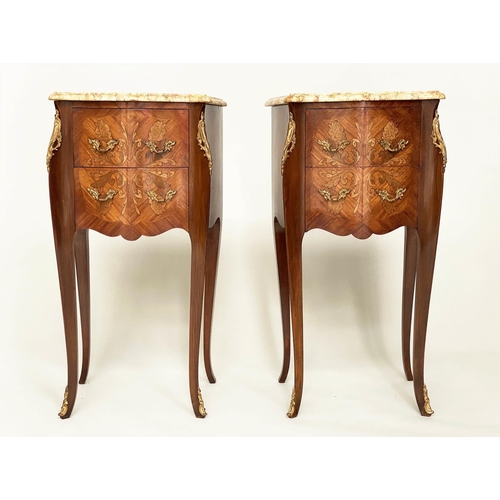 210 - TABLES DE NUIT, a pair, French Louis XV style kingwood, marquetry and gilt metal mounted, each with ... 