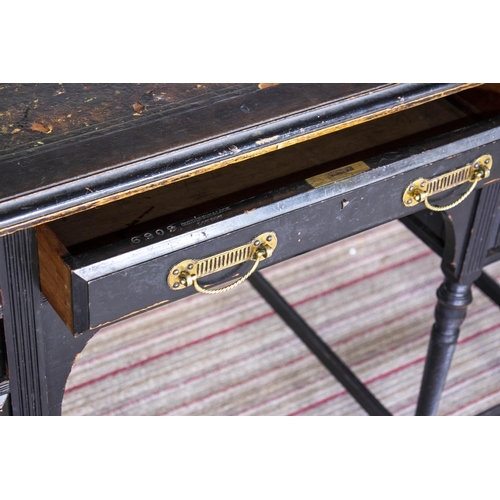 214 - COLLINSON AND LOCK DESK, 75cm H x 121cm W x 66cm D, Victorian aesthetic ebonised, circa 1880, with s... 