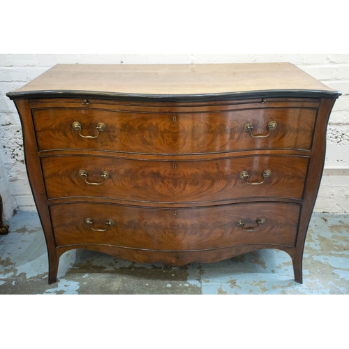 222 - SERPENTINE COMMODE, 92cm H x 124cm W x 62cm D, 20th century George III style mahogany and ebonised, ... 