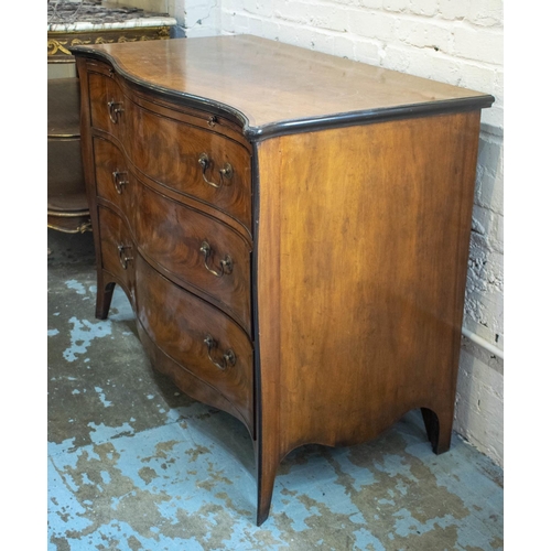 222 - SERPENTINE COMMODE, 92cm H x 124cm W x 62cm D, 20th century George III style mahogany and ebonised, ... 