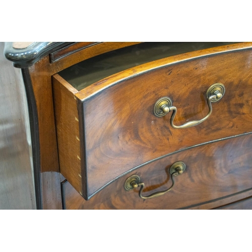 222 - SERPENTINE COMMODE, 92cm H x 124cm W x 62cm D, 20th century George III style mahogany and ebonised, ... 