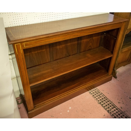 227 - OPEN BOOKCASE, 94cm H x 130cm W x 31cm D, 20th century Regency style rosewood and brass inlaid with ... 