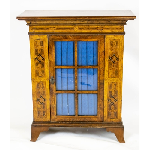 228 - SIDE CABINET, 101cm H x 86cm W x 39cm D, 19th century Italian walnut and parquetry with drawer above... 