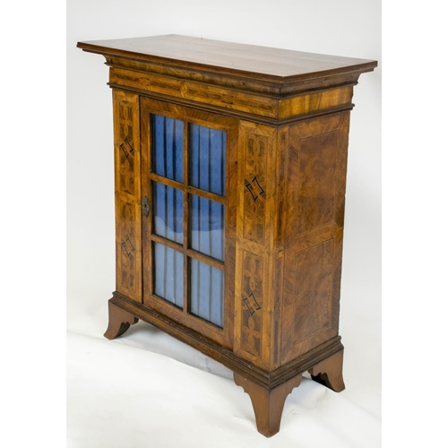 228 - SIDE CABINET, 101cm H x 86cm W x 39cm D, 19th century Italian walnut and parquetry with drawer above... 