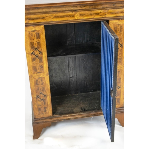 228 - SIDE CABINET, 101cm H x 86cm W x 39cm D, 19th century Italian walnut and parquetry with drawer above... 