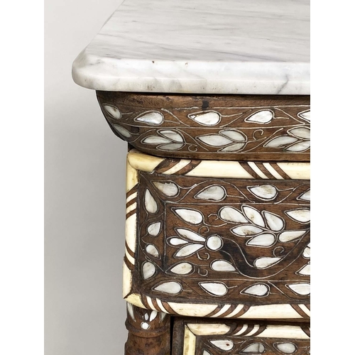 250 - SYRIAN COMMODE, 19th century Syrian hardwood, bone, mother of pearl and silvered metal inlaid with m... 