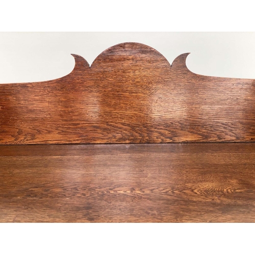 254 - CHEST, 19th century oak with shaped 3/4 gallery above four long graduated drawers with bone escutche... 