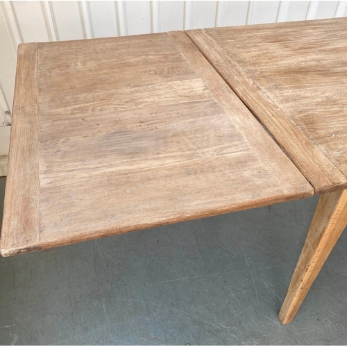 280 - FARMHOUSE TABLE, antique French chestnut with planked and cleated top extending with two additional ... 