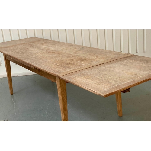 280 - FARMHOUSE TABLE, antique French chestnut with planked and cleated top extending with two additional ... 