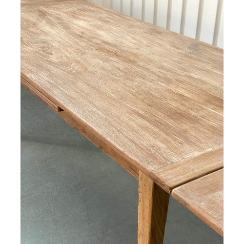 280 - FARMHOUSE TABLE, antique French chestnut with planked and cleated top extending with two additional ... 