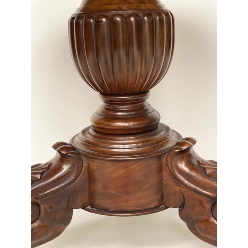 290 - GUERIDON, 19th century French Louis Philippe figured mahogany with circular moulded edge veined whit... 