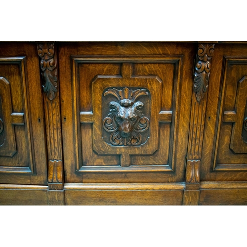 296 - LIBRARY BOOKCASE, 246cm H x 209cm x 56cm D, Victorian oak, circa 1880, with three glazed doors enclo... 