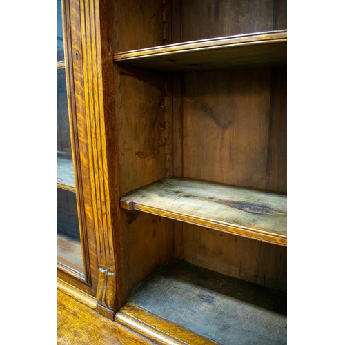 296 - LIBRARY BOOKCASE, 246cm H x 209cm x 56cm D, Victorian oak, circa 1880, with three glazed doors enclo... 