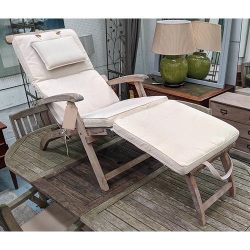 305 - NEPTUNE STEAMER LOUNGE CHAIRS, a pair, 140cm x 57cm x 81cm, with seat cushions. (2)