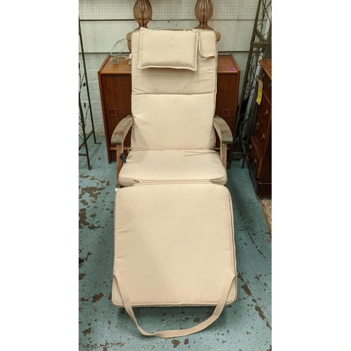 305 - NEPTUNE STEAMER LOUNGE CHAIRS, a pair, 140cm x 57cm x 81cm, with seat cushions. (2)