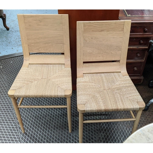 309 - ATTRIBUTED TO MARSTON AND LANGINGER DINING CHAIRS, a set f six, 83cm H, rush seats. (6)