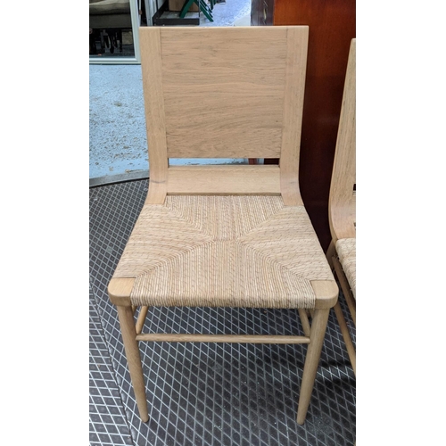 309 - ATTRIBUTED TO MARSTON AND LANGINGER DINING CHAIRS, a set f six, 83cm H, rush seats. (6)