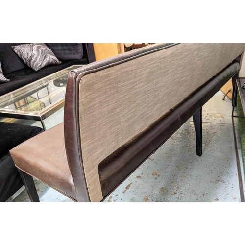 322 - ROBERT LANGFORD BESPOKE POLO BENCH, 200cm L x 55cm, leather with a fabric back.