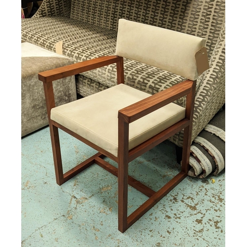 337 - DE LA ESPADA ARMCHAIR, 56cm W, alacantra upholstered.