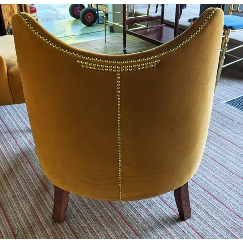 344 - MUNNA BECOMES ME ARMCHAIRS, a pair, 74cm W, mustard cotton velvet upholstered. (2)