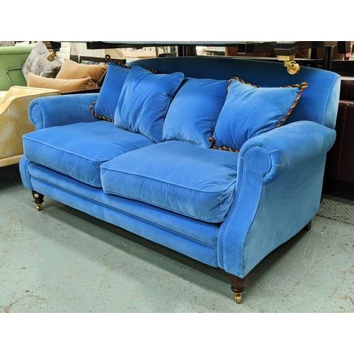 350 - WESLEY BARRELL SOFA, 170cm W, blue velvet upholstered.