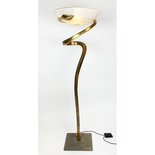 355 - ALFEA FLOOR LAMP, designed by Enzo Ciampalini, circa 1970s, gilt metal with a Murano glass shade, 18... 