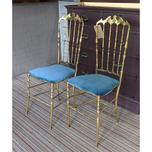 366 - ATTRIBUTED TO CHIAVARI CHAIRS, a pair, by Gaetano Descalzi, vintage Italian, 99cm H, later blue velv... 