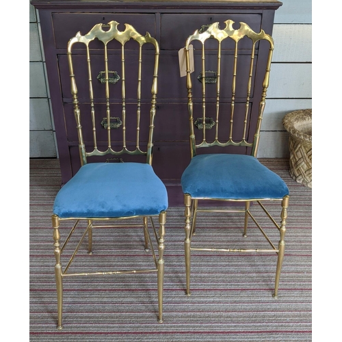 366 - ATTRIBUTED TO CHIAVARI CHAIRS, a pair, by Gaetano Descalzi, vintage Italian, 99cm H, later blue velv... 