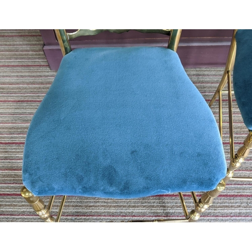 366 - ATTRIBUTED TO CHIAVARI CHAIRS, a pair, by Gaetano Descalzi, vintage Italian, 99cm H, later blue velv... 